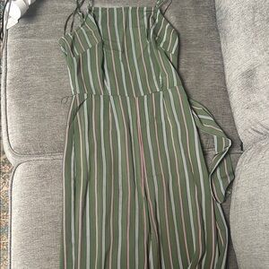 Green Striped Jumpsuit